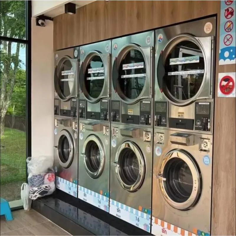 Custom 16-22kg Professional Commercial Laundry Equipment Fully Automatic Stack Washer Dryer for Laundromat