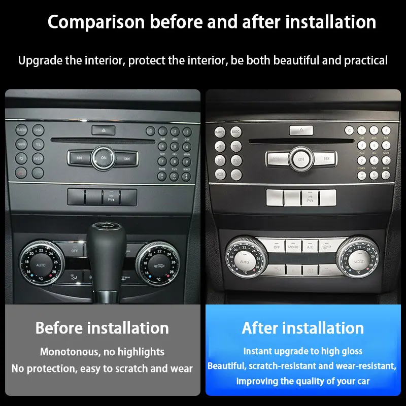 

For Mercedes Benz C W204 2007-2010 GLK X204 2008-2011 2012 Car Center Air Conditioner Function AC Button Cover Trim Lid Stickers