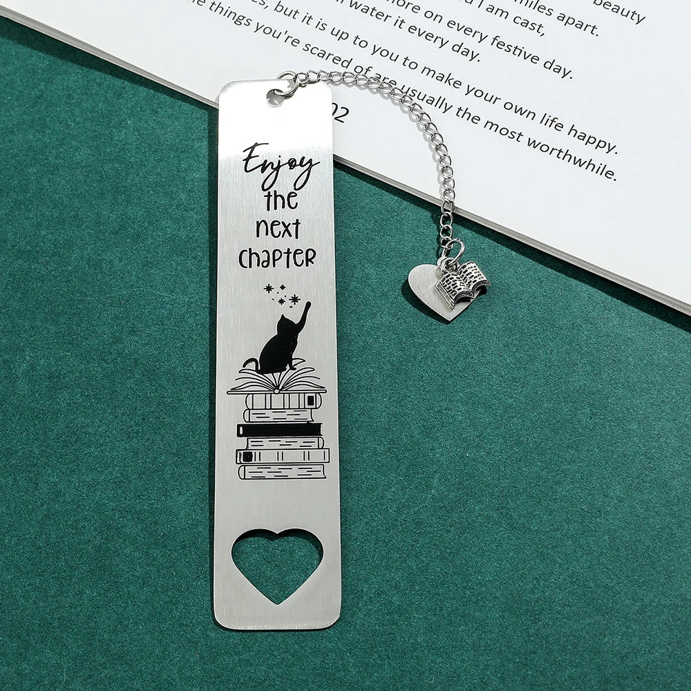 Metal Aço Inoxidável Amor Bookmark, Carta Leitura Bookmark, Material de aprendizagem, Padrão do presente do professor