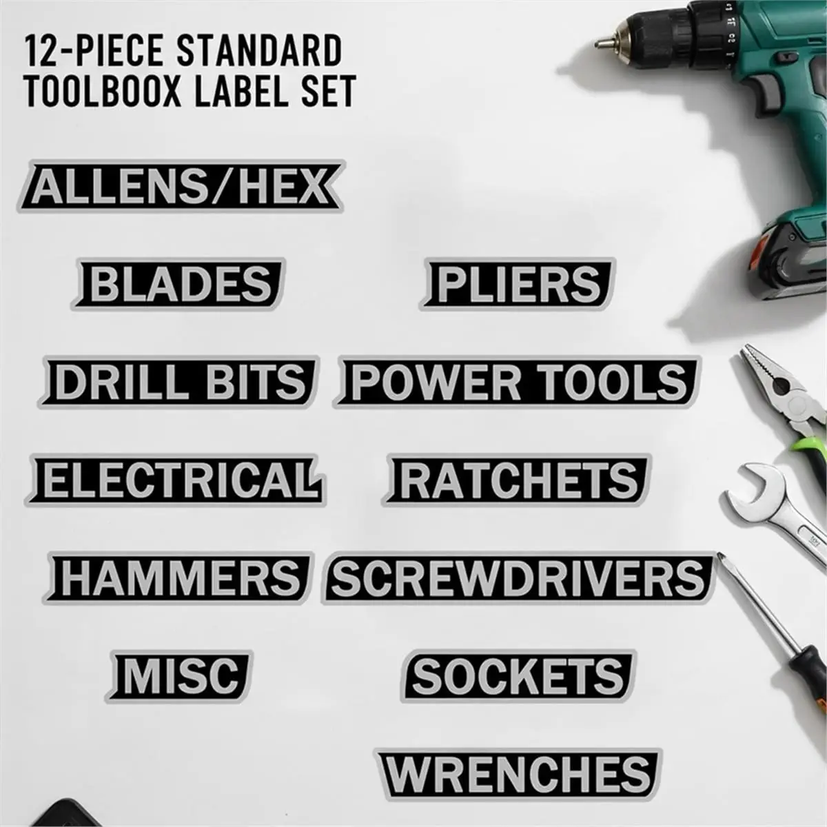 12pcs Magnetic Toolbox Labels for Organized Tool Storage Portable Magnetic Labels