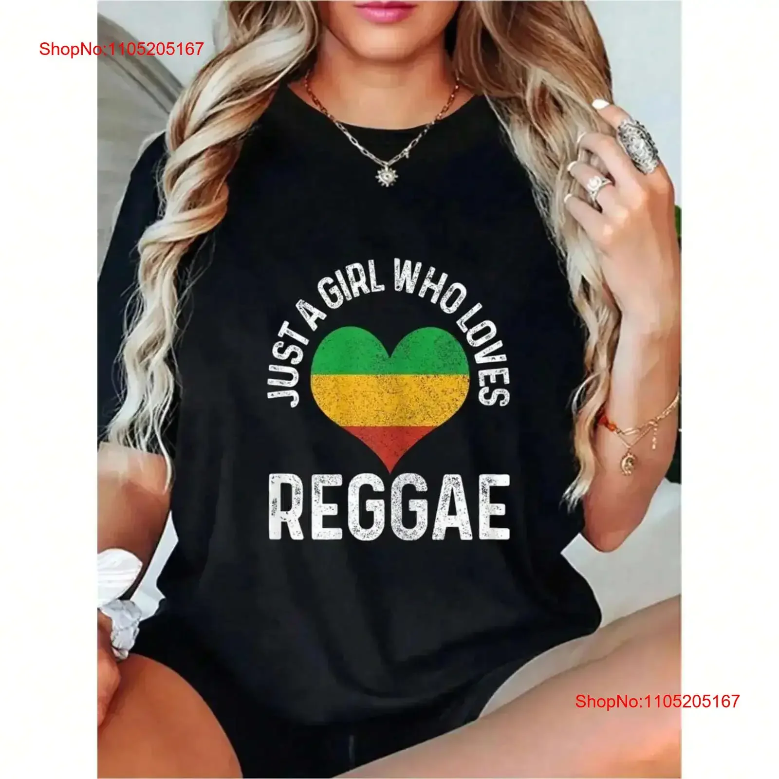 Women's Love Reggae Music Pattern T shirt Soft  Casual Top vintage Washed Stretched Stylish Comfortable Versatile