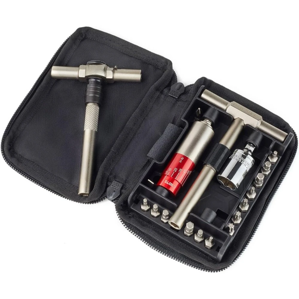 

15-65 Inch Lbs All-in-One Torque Driver Kit with Locking Ratcheting T-Way Wrench, Tool Bag