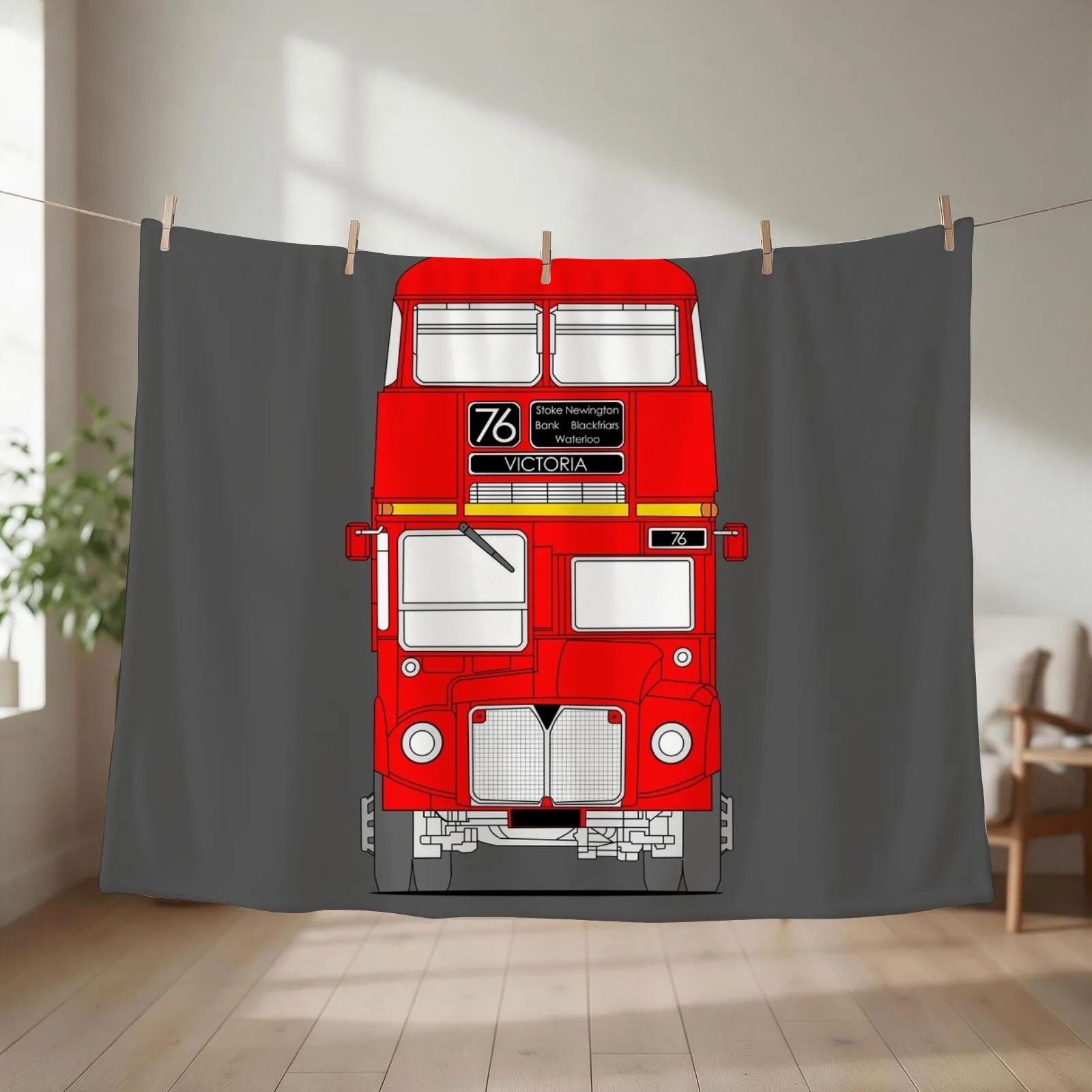 Routemaster London Bus Throw Blanket couch cozy soft plush fuzzy picnic outdoor blanket