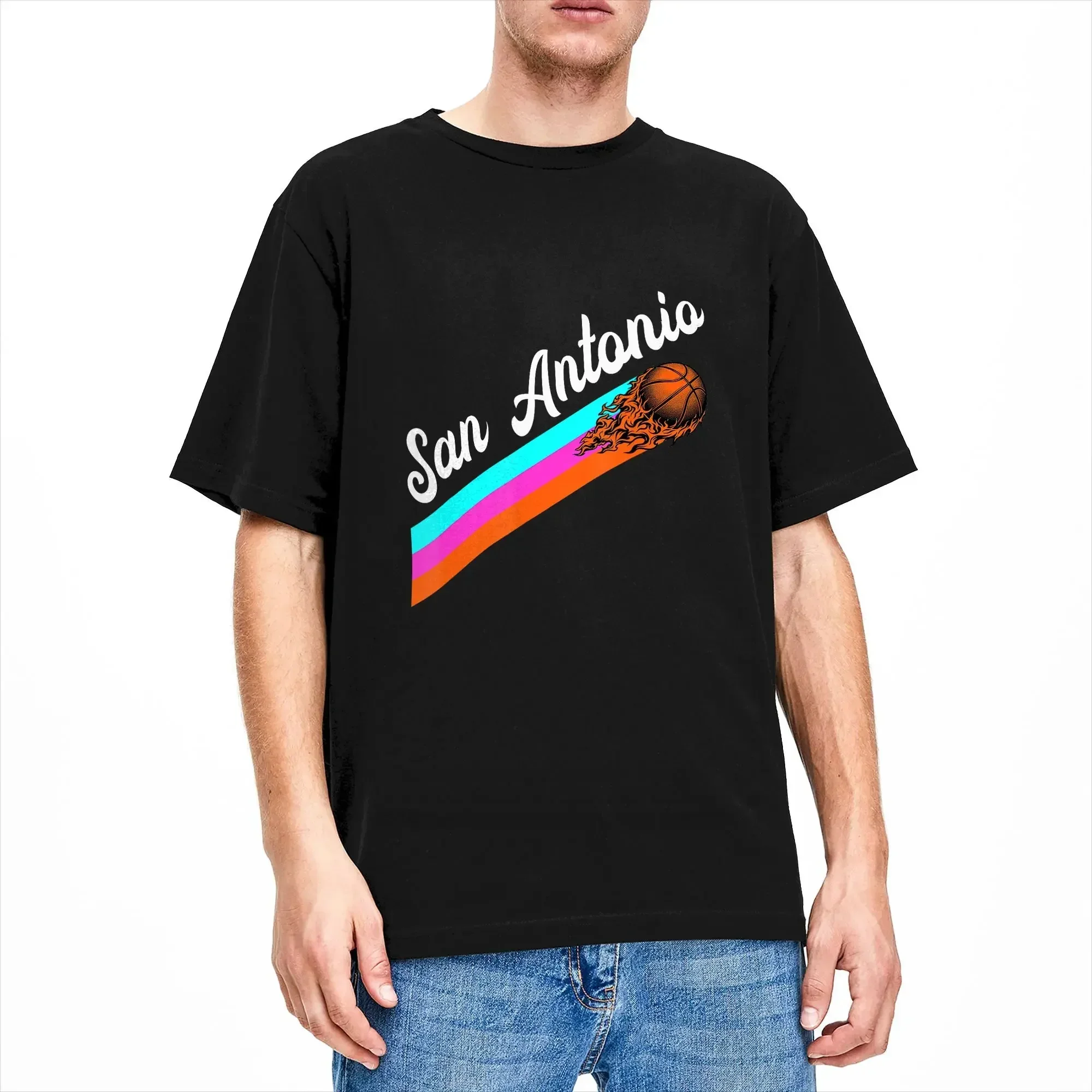 Oversized T-Shirt Summer San Antonio Name Throwback Design Leisure T-Shirts Cotton Tshirt for Men's Y2K Fun Cheap Clothes