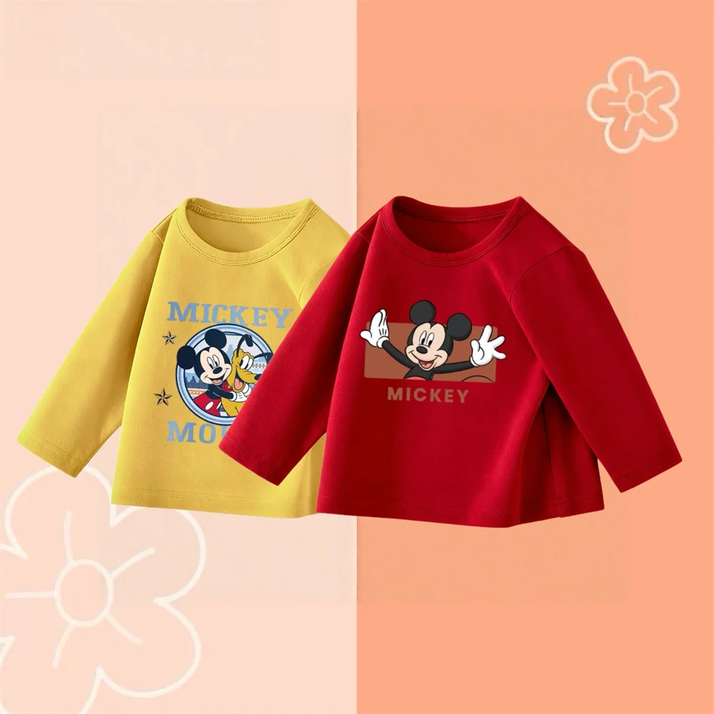 

Cartoon T-shirt Long-sleeved Tops Children's Clothes Printing Crewneck Pullovers Thin Cotton Lovely T Shirt Baby Boys Girls