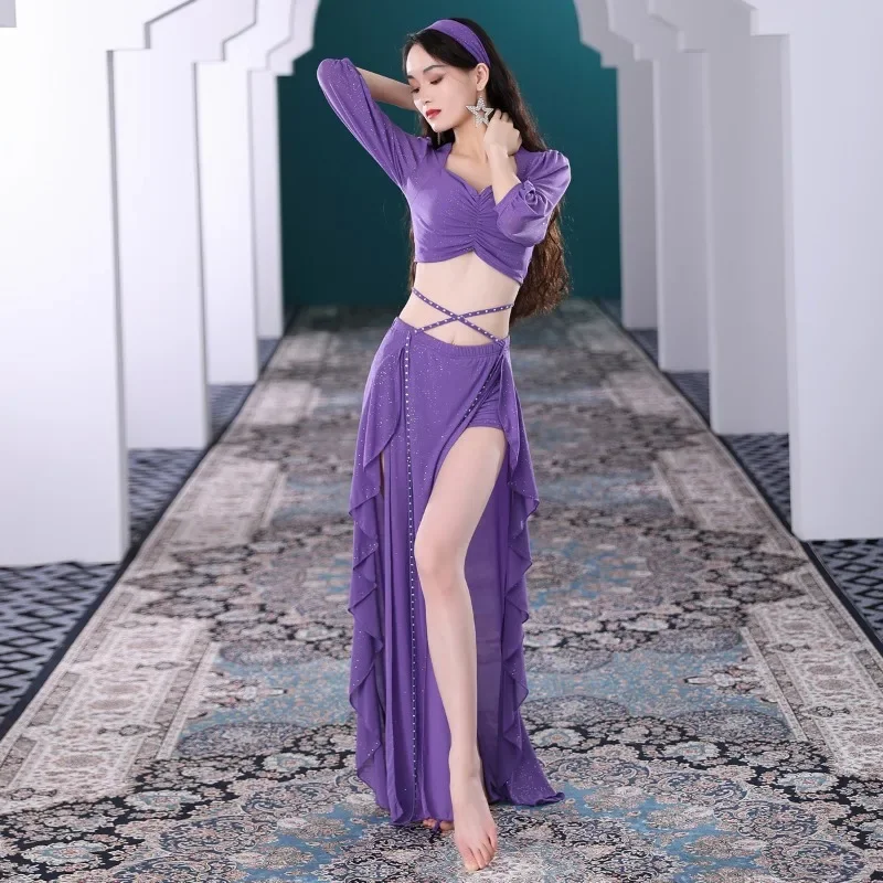 Nouvel ensemble de robe de danse du ventre pour femmes, tenue de spectacle de danse orientale de Style Court français, adaptée à l'uniforme de groupe et aux vêtements de classe