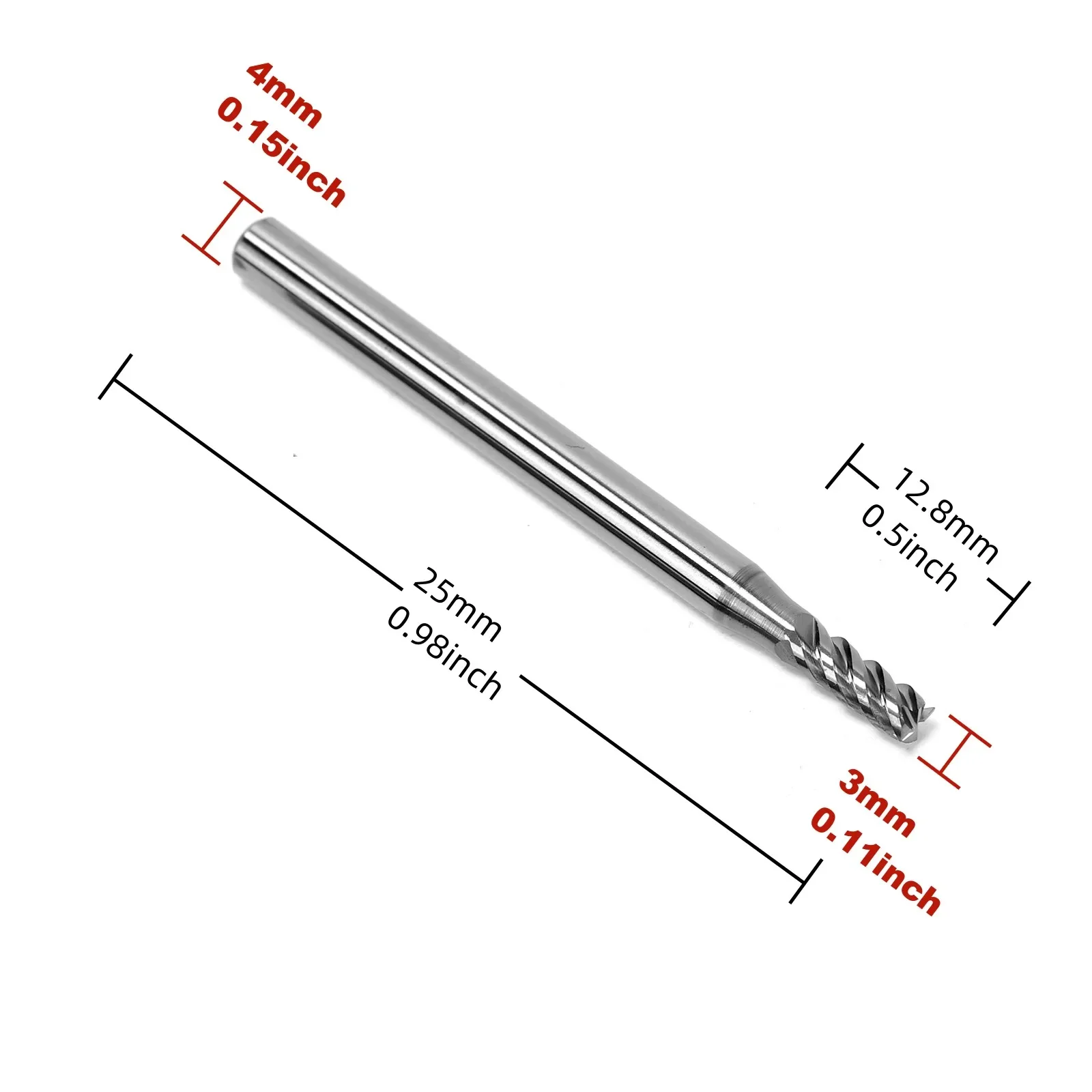 5Pcs Carbide End Mills High Speed Cutter 4 Flute (D 3mm x L 50mm) for Cutting High Hardness 58HRC, CNC Milling Hardened Metals