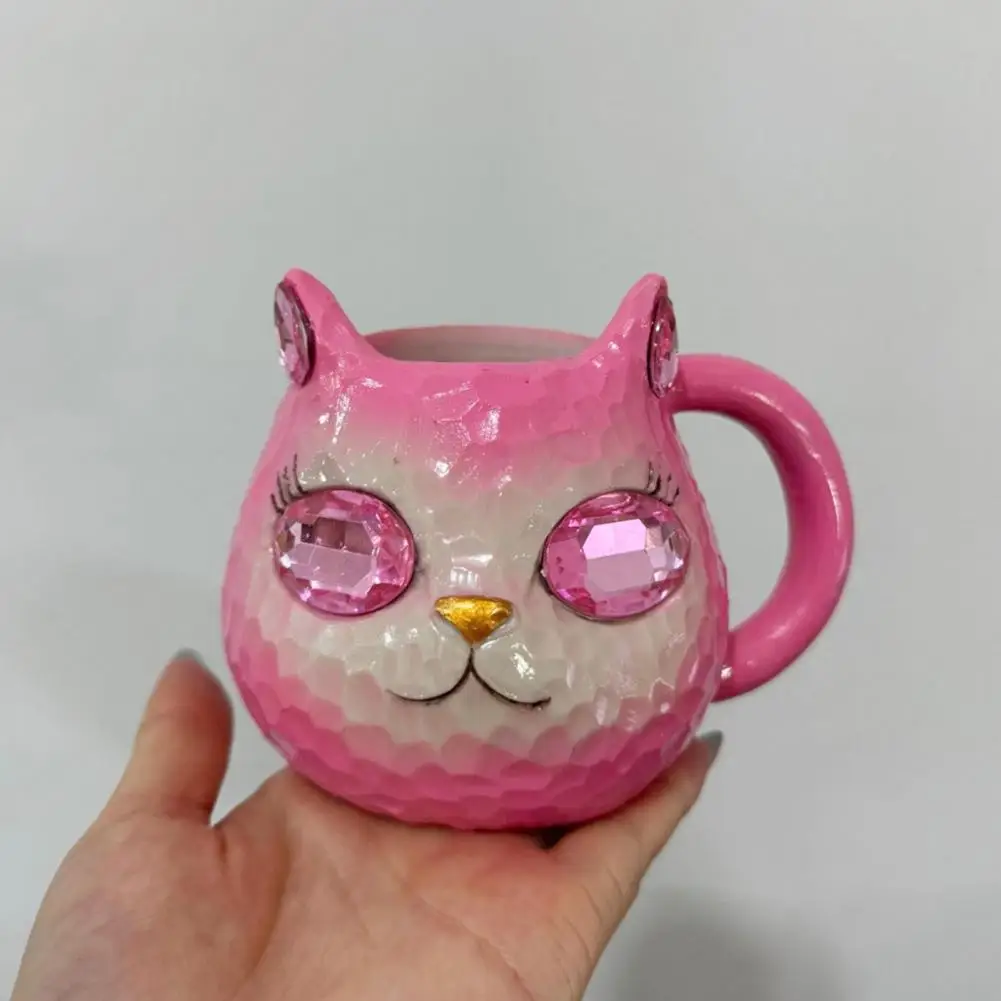 Cat Lover Drinking Vessel Handmade Resin Cat Face Mug Geode Kitten Coffee Cup Unique Artistic Drinkware for Cat Lovers