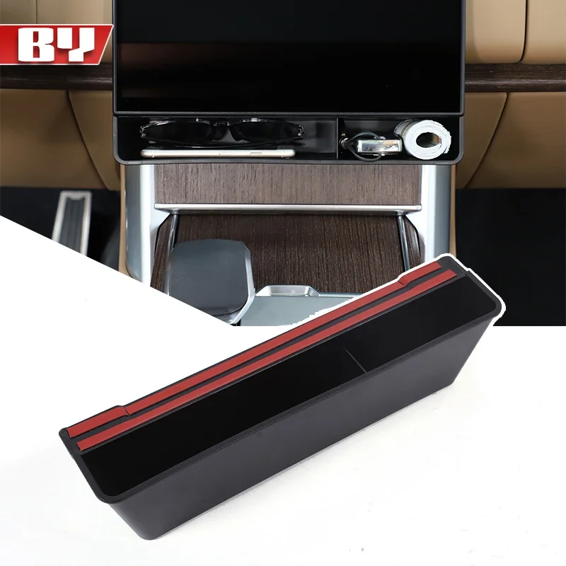 Stowing Tidying For LR Range Rover Vogue 2024 2025 2026 Car Navigation screen Lower storage box Organizer Tray Accessories Black