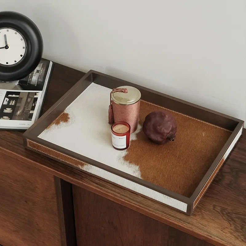Horsehair Tray Coffee Table Storage Trays Entrance Hall Square Organize Plates Modern Home Decoration Organize Accessories