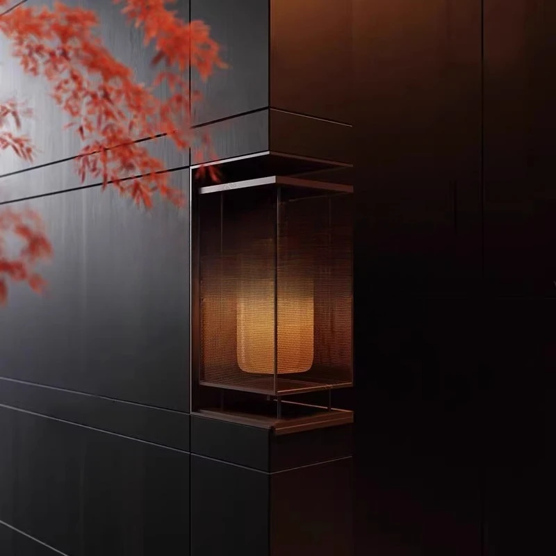 

Model room villa club new Chinese partition hollow carved barbed wire sales office light luxury entrance wall lamp