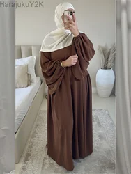 Abaya musulmana Lisa para mujer, Vestido largo de Ramadán Eid crepé, manga Globo, Jilbab islámico, vestidos africanos, caftán de modestia turca de Dubái