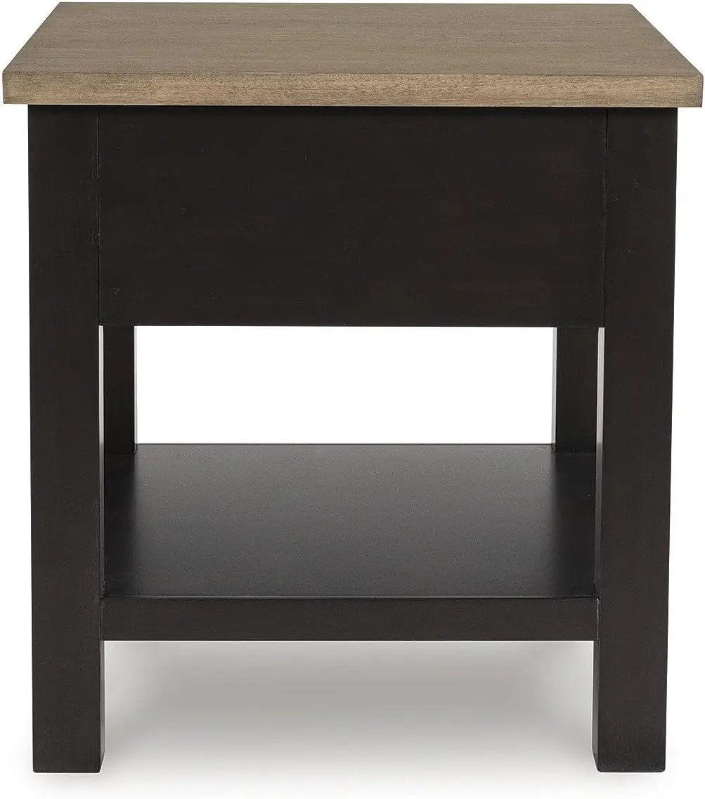 Proximity zmine-Table d'appoint décontractée avec 1 étagère inférieure, marron clair et noir