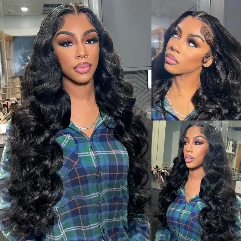 200 250 Density High Density 13x4 Body Wave HD Lace Frontal Human Hair Wig For Women Brazilian Pre Plucked 13x4 Lace Closure Wig