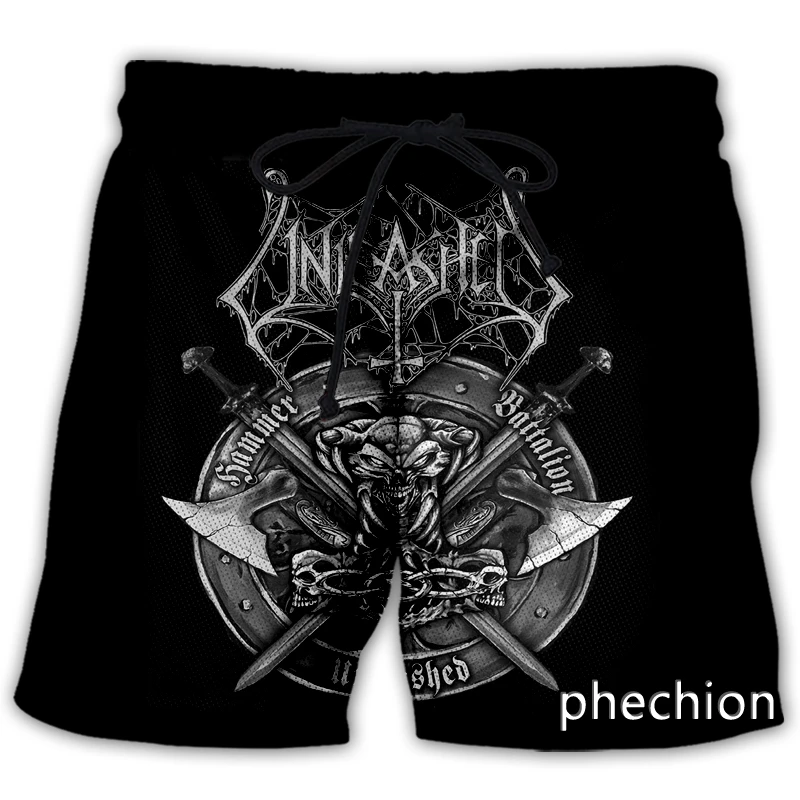 phechion New Fashion Men/Women Unleashed Rock Band 3D Printed Casual Shorts Streetwear Men Loose Sporting Shorts L150