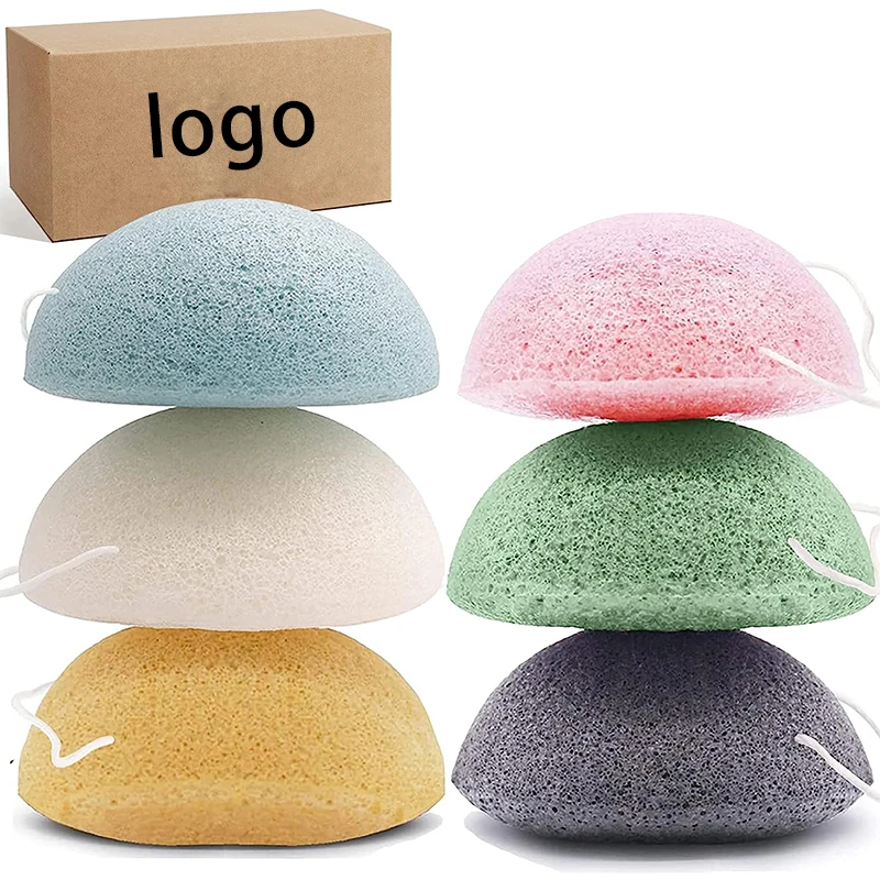 

8pcs Custom Logo Natural Waterdrop Round Shape Custom Wholesale Organic Konjac Sponge Facial And Body Bath Cleansing Konjac