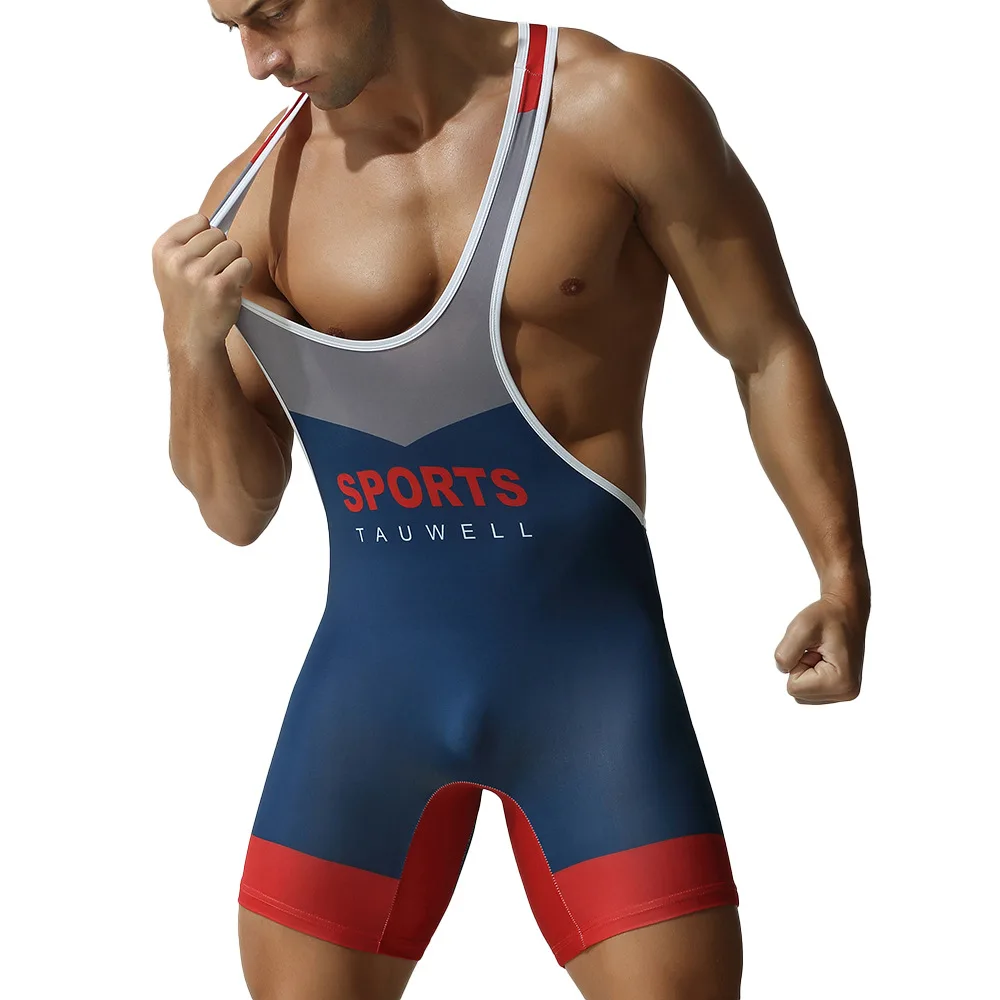 Brand New TAUWELL Men Bodysuit Undershirts Gym Sports Vest Leotard Men Boxers Wrestling Singlets Bodybuilding Jumpsuits M-2XL