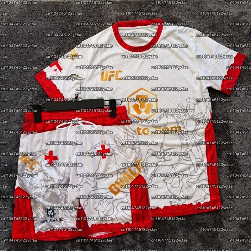 

Bullfighter Merab Dvalishvili UFC Boxing Fighting Event Tee Shorts Men Breathable Jersey Wrestling Running Sweat Absorbing Set