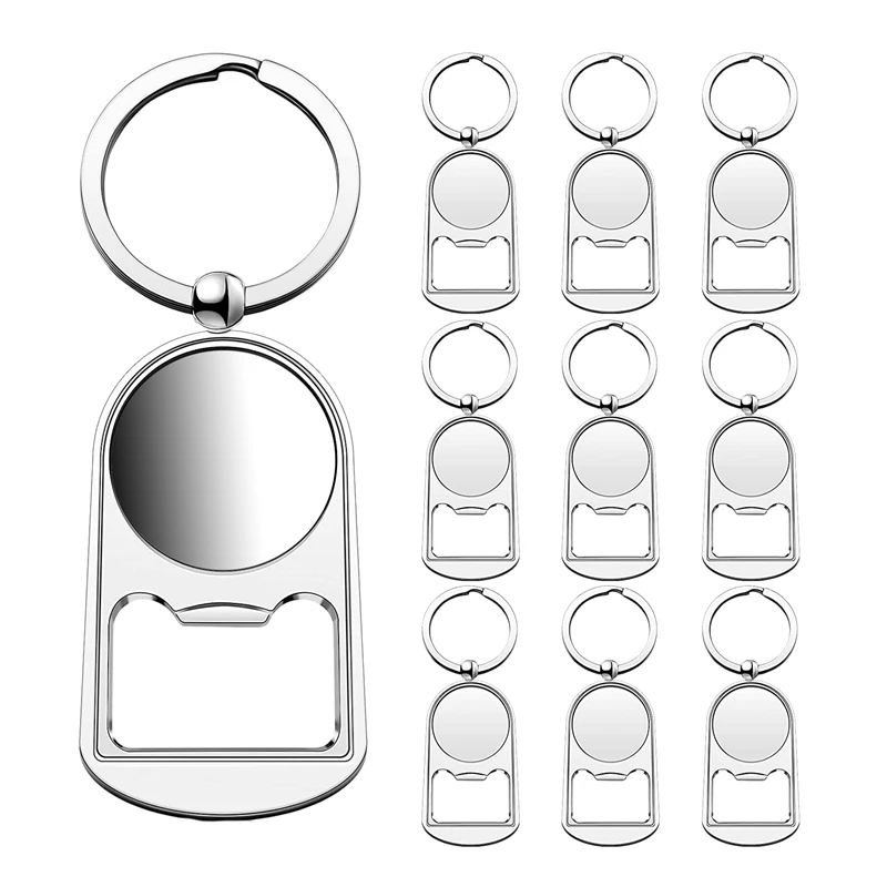 10 Pcs Sublimation Blank Keychain Metal Bottle Opener Blank Key Ring Heat Transfer Rectangular Sublimation Keychain