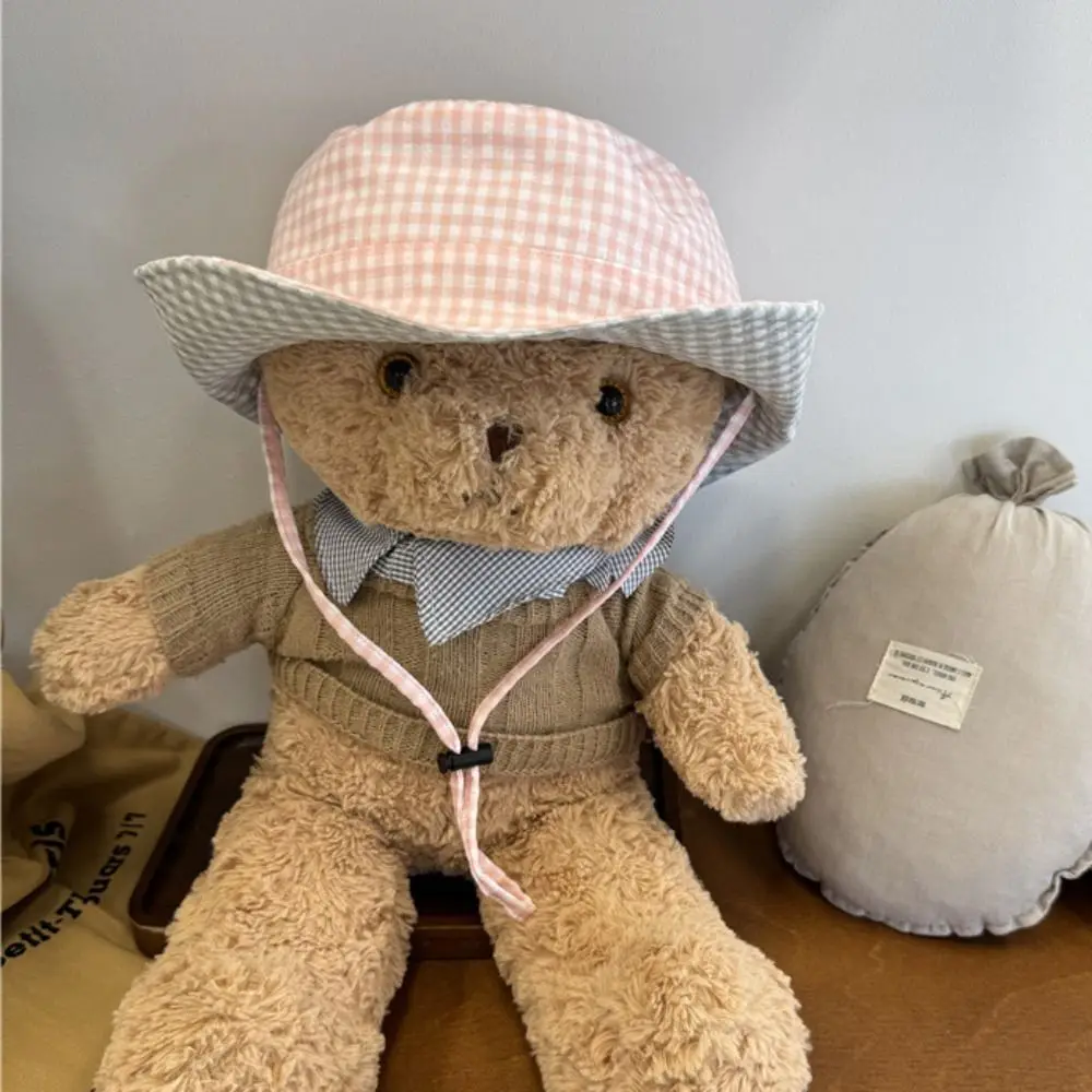 

Breathable Drawstring Boys Girls Bucket Cap Double Sided Lattice Children Fisherman Hat Anti-UV Casual Baby Sun Hat Outdoor