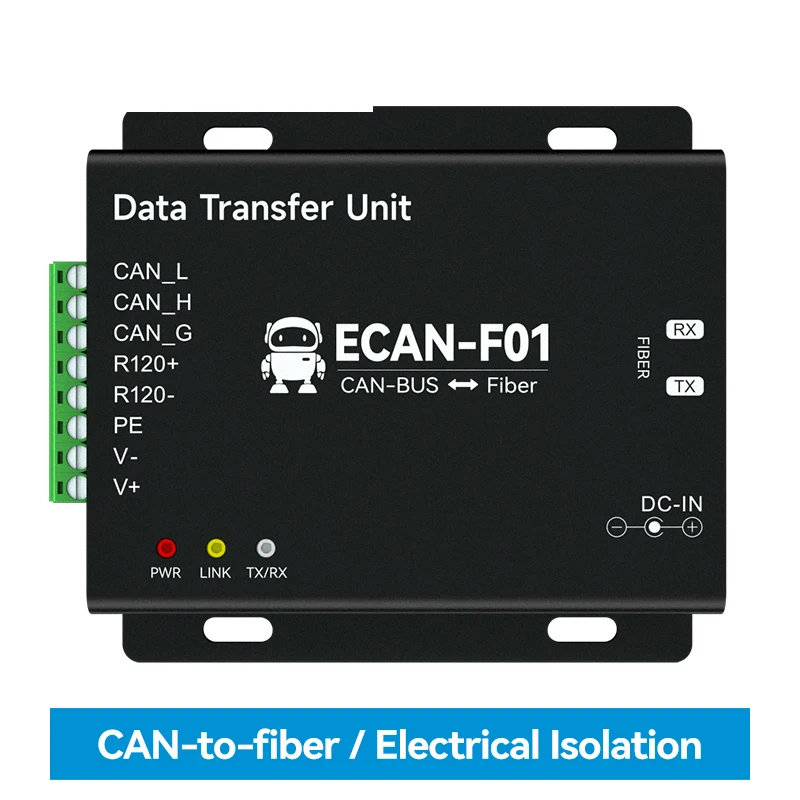 

One Set Wireless Modem CAN To Fiber Optic ECAN-F01 DC:8V~28V 20KM 5k-1Mbps Baud Rate Electrical Isolation Protection Can2.0