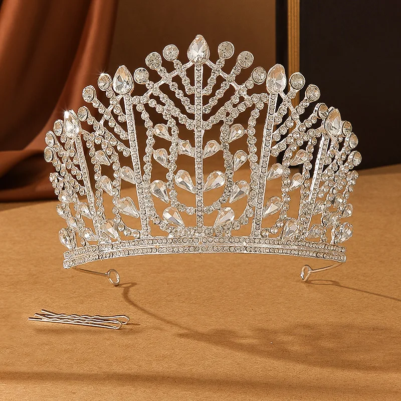 

Cross-border European and American crown new crown headband bride crystal crown headgear