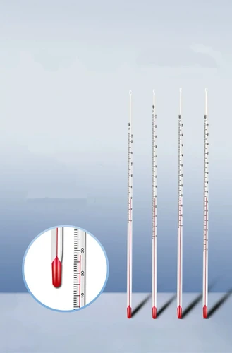 Imagen 2 del producto 3 unids/lote termómetro de vidrio Celsius 0-200 ℃   Medidor de temperatura líquida roja de laboratorio de longitud 265 mm
