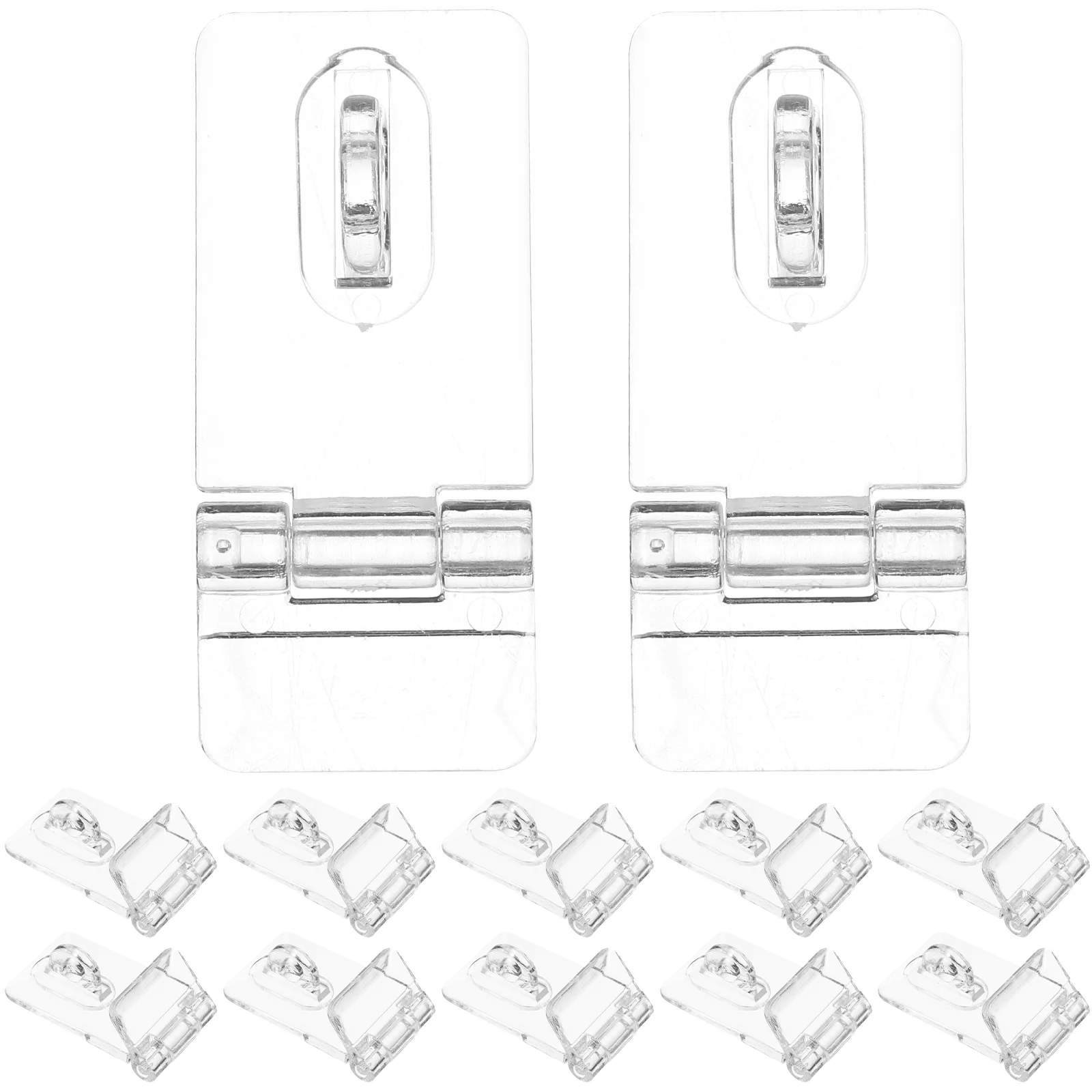 

12 Sets Miniature Transparent Lock Cabinet Hinges Corner Latch Acrylic Hasp Buckles