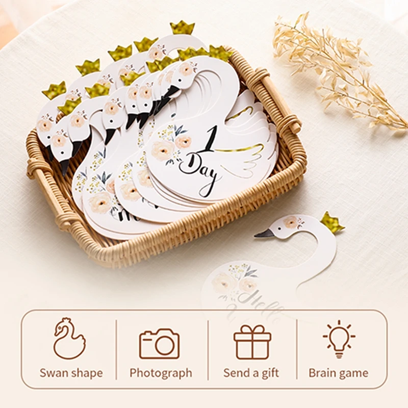 Wooden Baby Milestone Card 0-12 Months Baby New Cartoon Flower Shape Photography Accessories Growing Up Card Gifts For Newborns