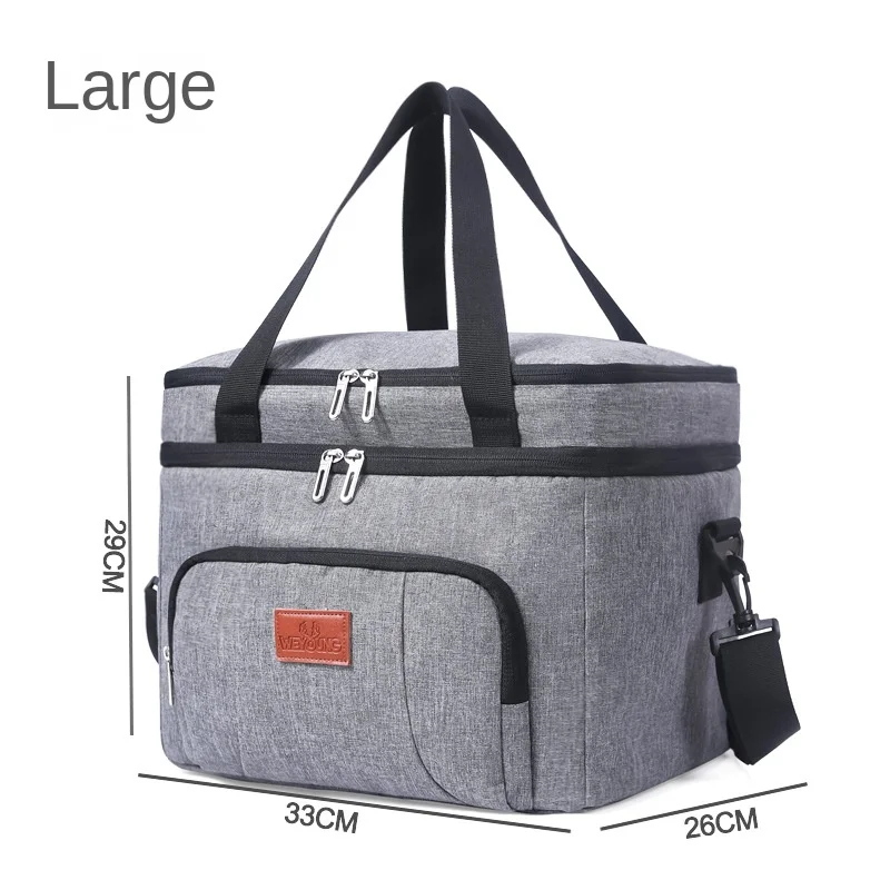 Large Capacity Travel Camping Picnic Bag Extra Large Double Layer Food Drink Insulated Cooler Cool Bag Picnic Beach Lunch Box