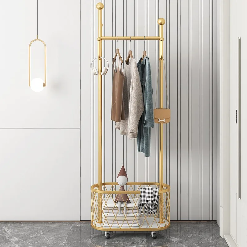 Modern simple luxury coat rack household pulley movable floor hanger with blue Nordic indoor hanger