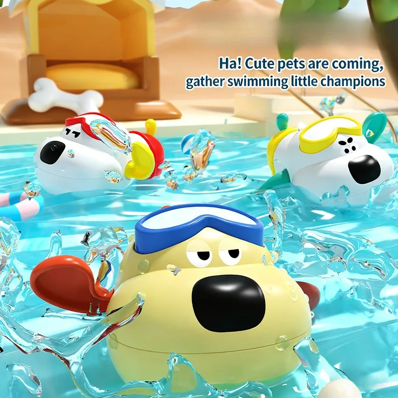 لعبة حمام الطفل والماء، لعبة ربيعية لطيفة على شكل كلب، حمام صيفي، لعبة لعب مائية عائمة، تمارين القدرة على رد فعل الطفل