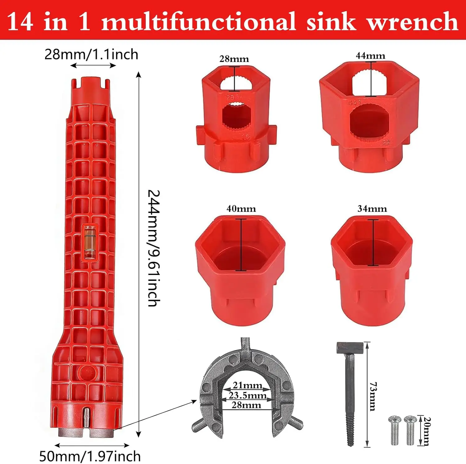 14-in-1 Multi-functional Wrench Faucet Sink Installer Tool for Toilet, Sink, Bathroom, Kitchen Plumbing Installation and Repairs