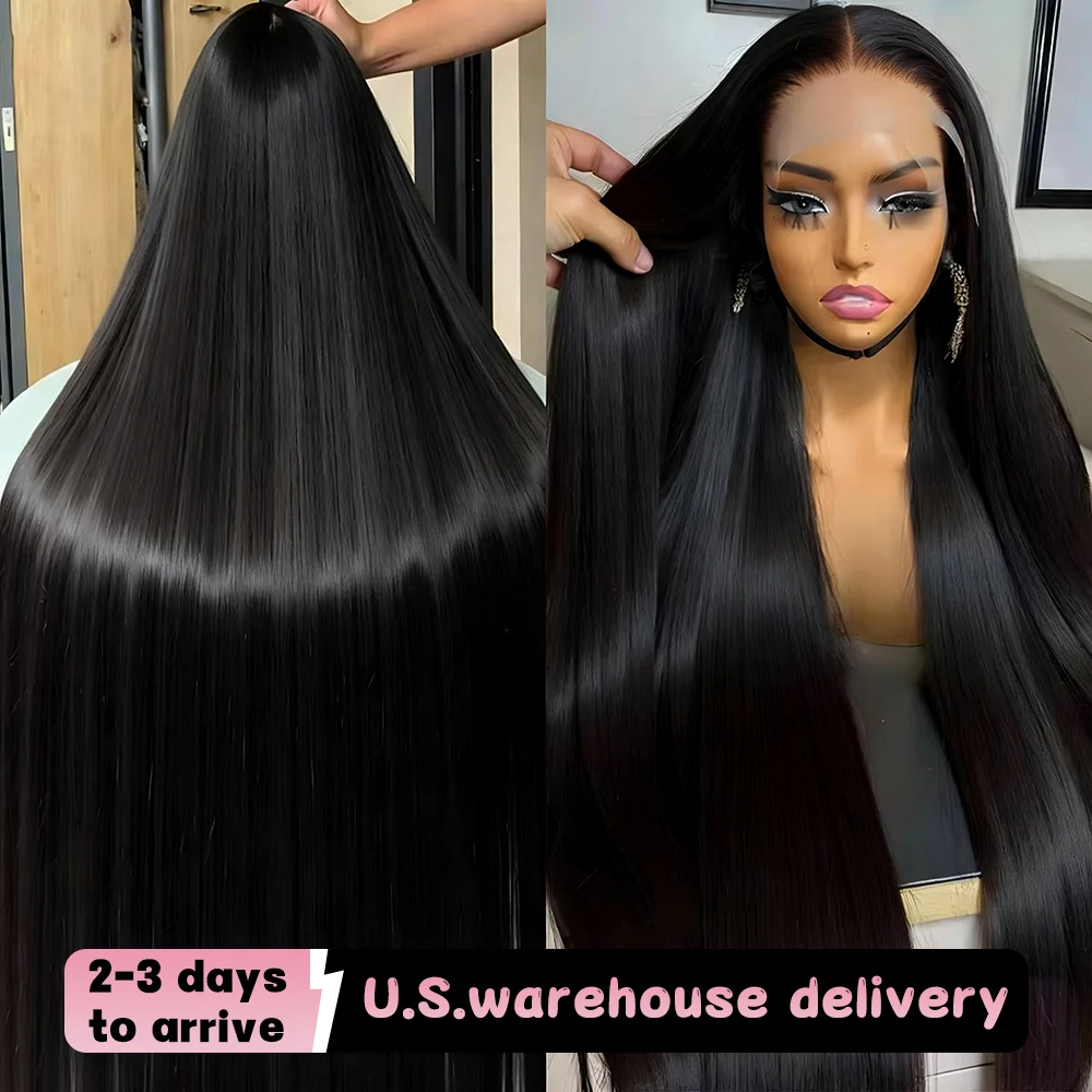 

40 50 Inch Long Bone Straight Human Hair Wigs 13x6 HD Lace Frontal Wig 250 Density 100% Raw 360 Full Lace Front Human Hair Wig