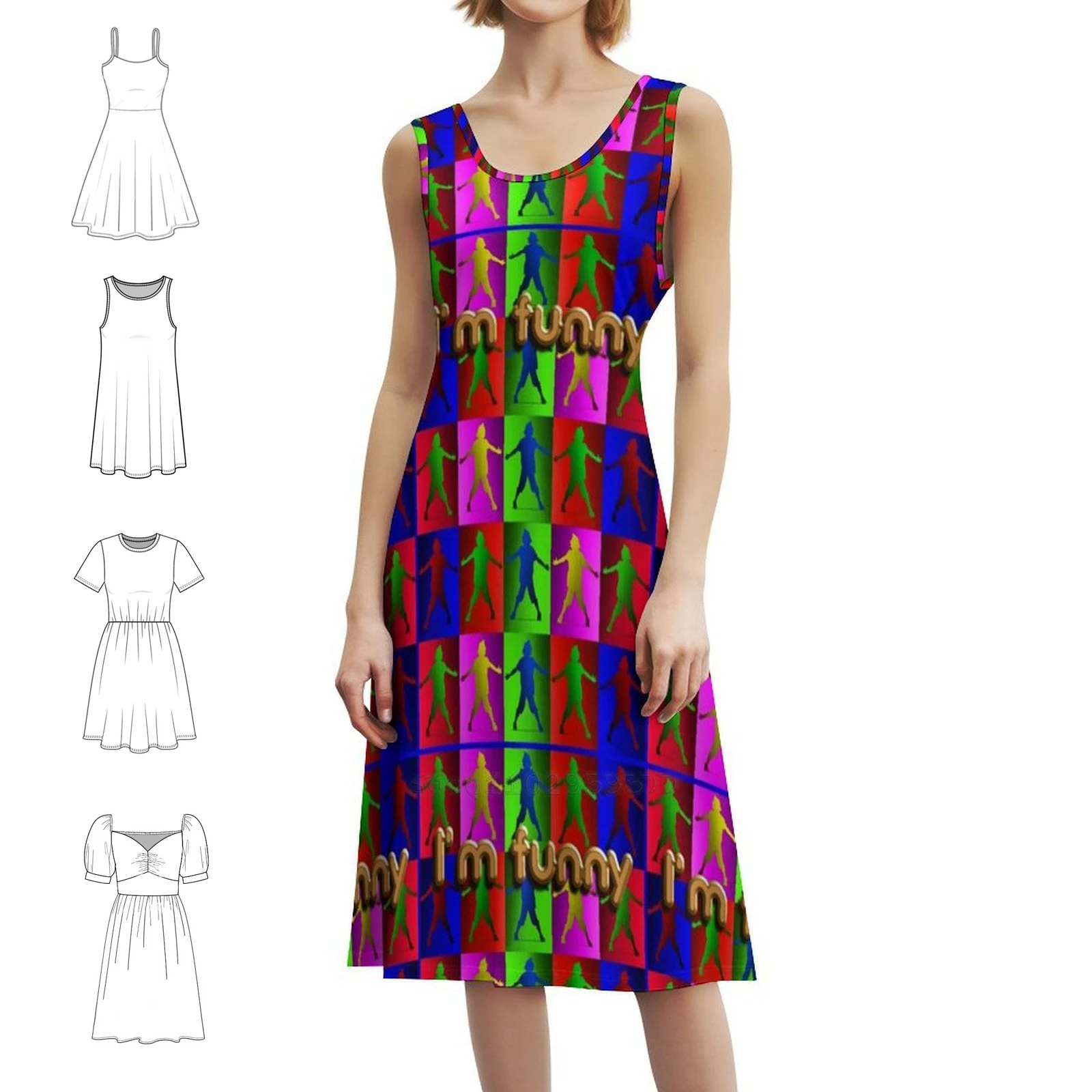 مضحك مهرج Preppy نمط فستان قصير للنساء ألف خط فضفاض صالح فستان يوم غير رسمي مضحك مهرج الجمالية الرجعية خمر مساء #1