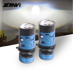 SANVI 140W G2 MINI H4 Bi Led Hyperboloid Lens Headlight Bulbs 6000K Low High Beam Led Lenses for Car Motorcycle Plug and Play