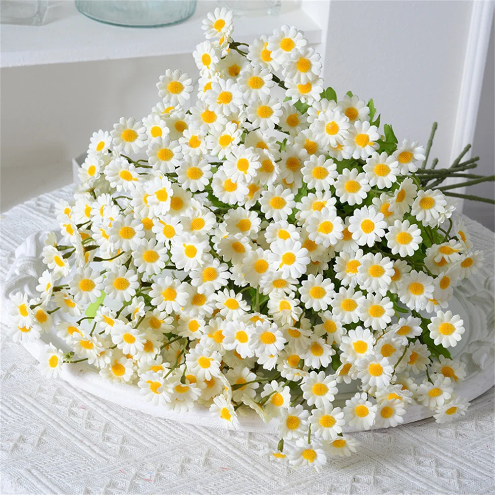 30 Heads Chamomile Artificial Flowers Little Daisies Bouquet Fake Flower Home Decor Wedding Arrangements Photography Props