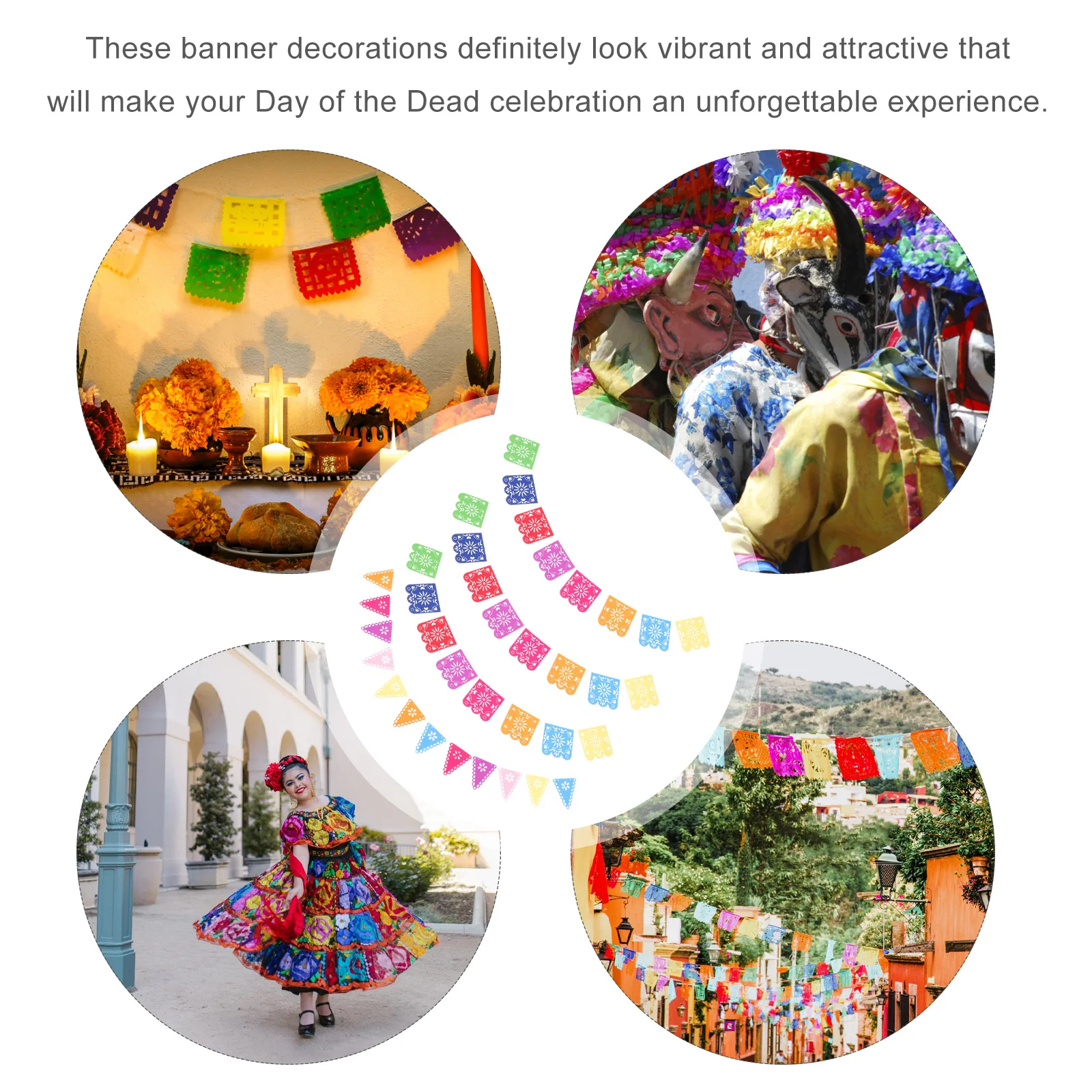 

Mexican Party Felt Day of The Dead Decor Reusable Odorless Banner Cinco de Mayo Mexican Party Banners Fiesta Decorations