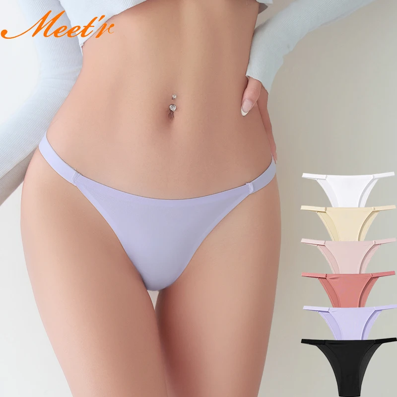 Meet’r Nahtloses Tanga-Höschen für Damen, Eisseide, europäischer Pure Desire-Stil, weiche, atmungsaktive Unterwäsche mit Baumwoll-Schrittträgern