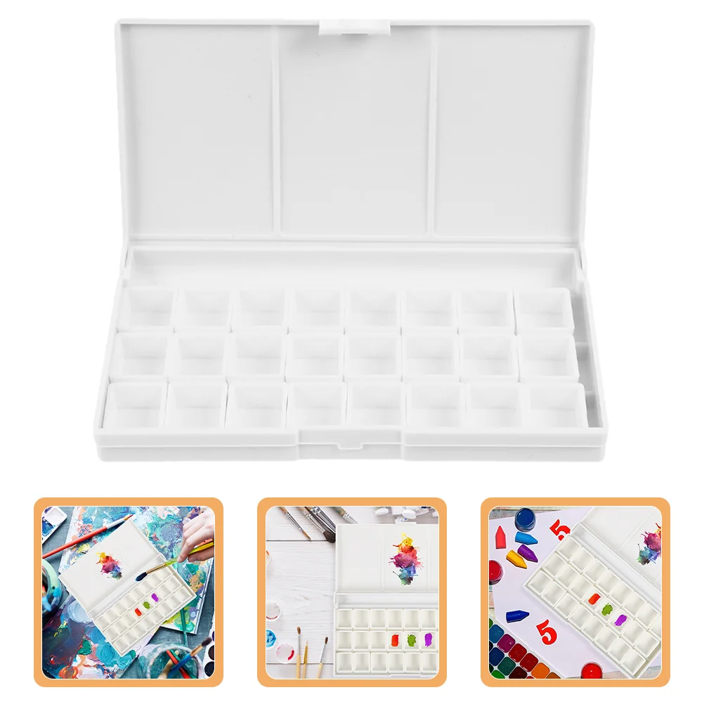 

Watercolor Paint Box Pigment Holder Painting Case Kids Plastic Pallet Tray Child