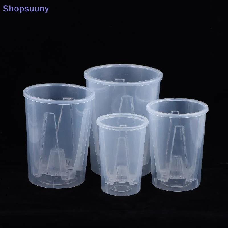 [SU] Double-Layer Automatic Watering Flower Pot Plastic Planter W Holes Butterfly Orchid Root Control Pots Gardening Tool