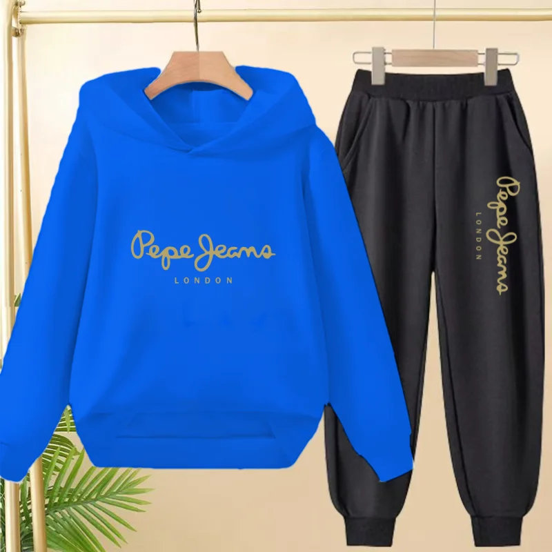 

Boy Girl 3-12 Age Children 2 Piece Set Leisure Letter Print Outerwear Hoodie+Trousers Pullover Hooded Autumn Winter Sportswear