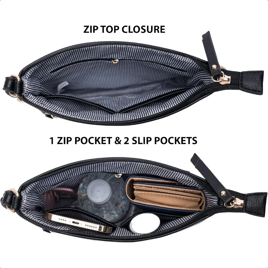 Solene Crossbody Bag Functional Multi Pocket Menger Purse Top Zip Closure Shoulder Handbag With Adjustable Strap