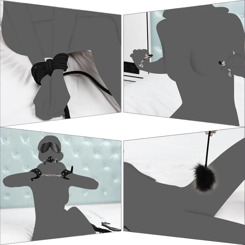 حزمة 11 قطعة BDSM الجلود أفخم الفم الكمامة الكرة الجنس عن طريق الفم مع سلسلة كليب الثدي الحلمة المشابك مجموعات ألعاب الجنس للأزواج #6