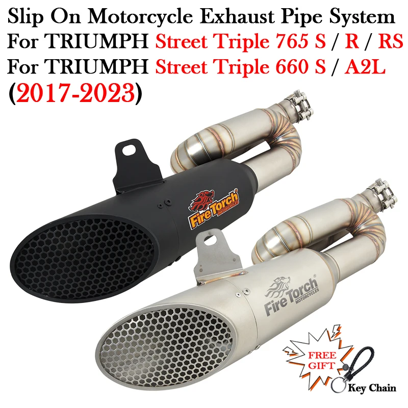 

Slip On For TRIUMPH Street Triple 765 660 S R RS A2L 2017 - 2023 Motorcycle Exhausr Muffler Escape Moto Catalyst Mid Link Pipe