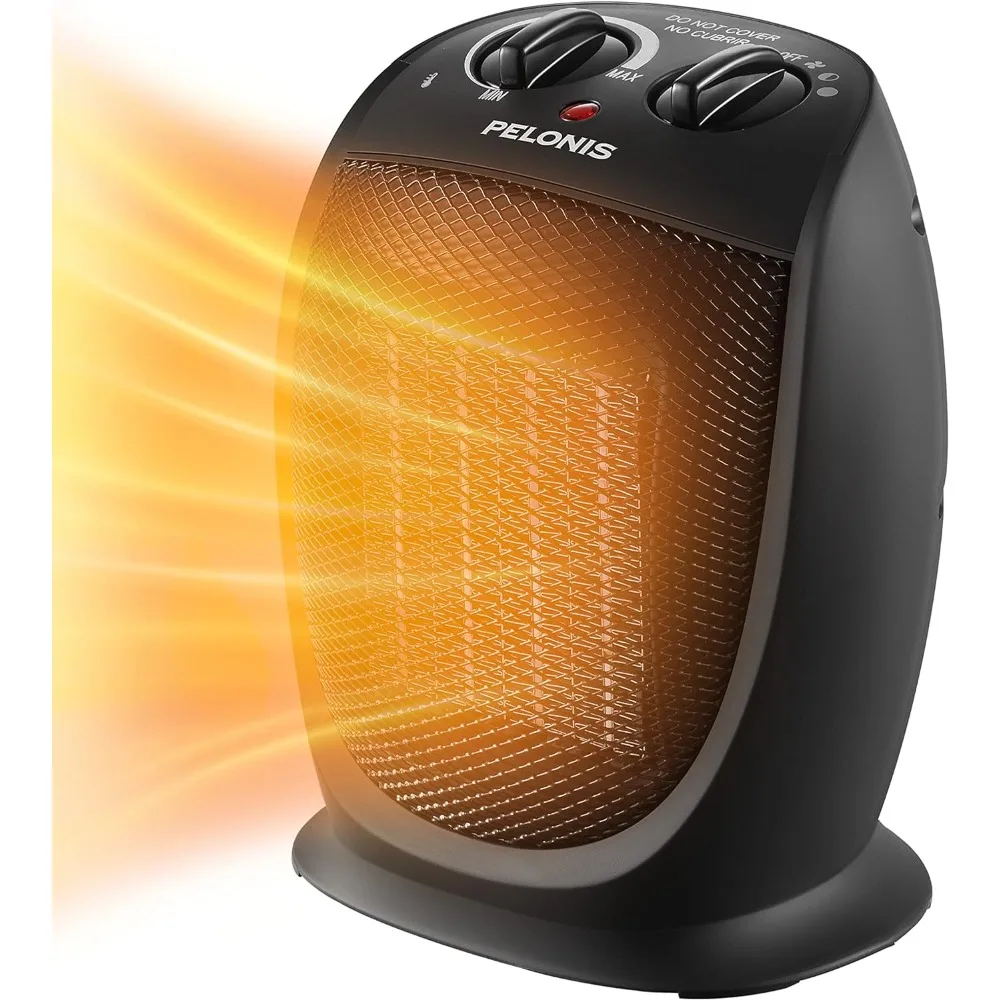 Portable, 1500W/900W, Quiet Cooling & Heating Mode Space Heater for All Season, Tip Over & Overheat Protection, for Home, Black