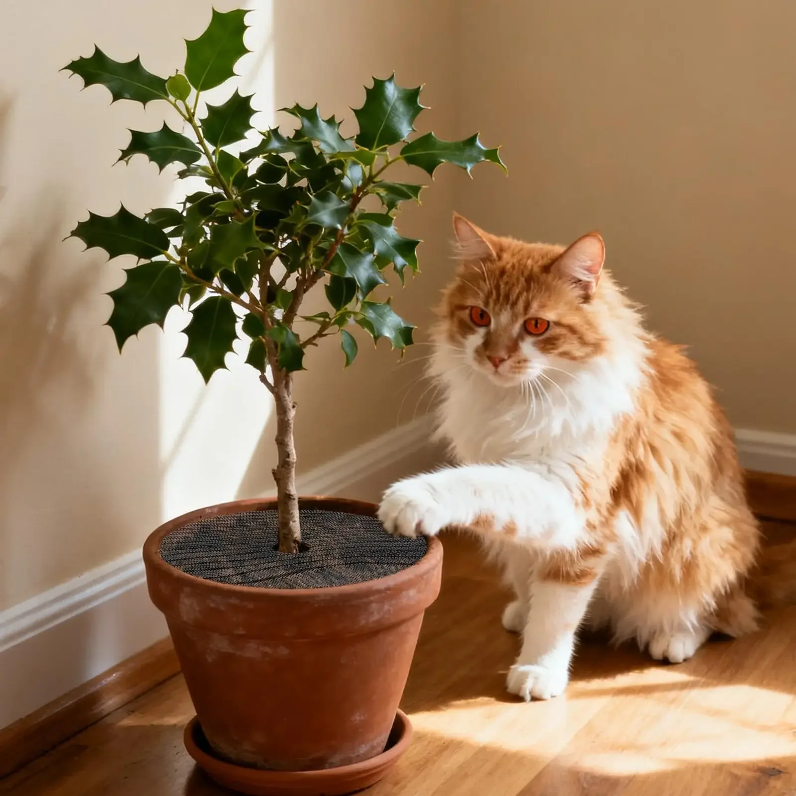 Indoor Plant Protector from Cats Cuttable Planter Mesh from Soil Animals Protector Covers for Outdoor Flower Garden Bonsai
