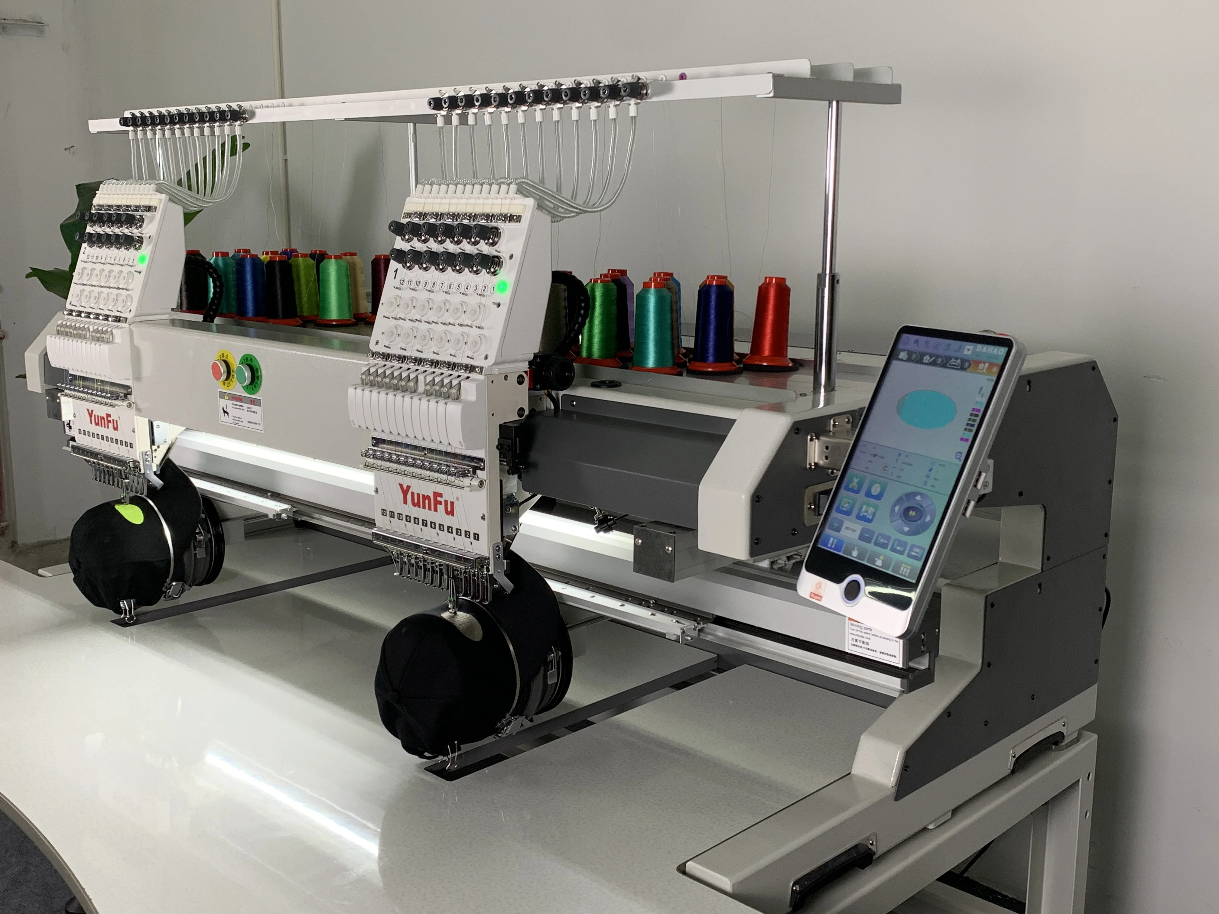 High-quality Computerized Two-Head 12/15 Needles 1200 RPM Engine Embroidery Apparel Machine Home Use Caps T-Shirts Finished