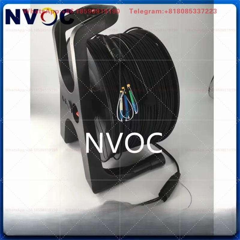 Armored Optical Fiber Cable 4 Core LC-LC Single Mode 300M 4.5mm TPU Waterproof PDLC Cable With PCD380 Wire Reel