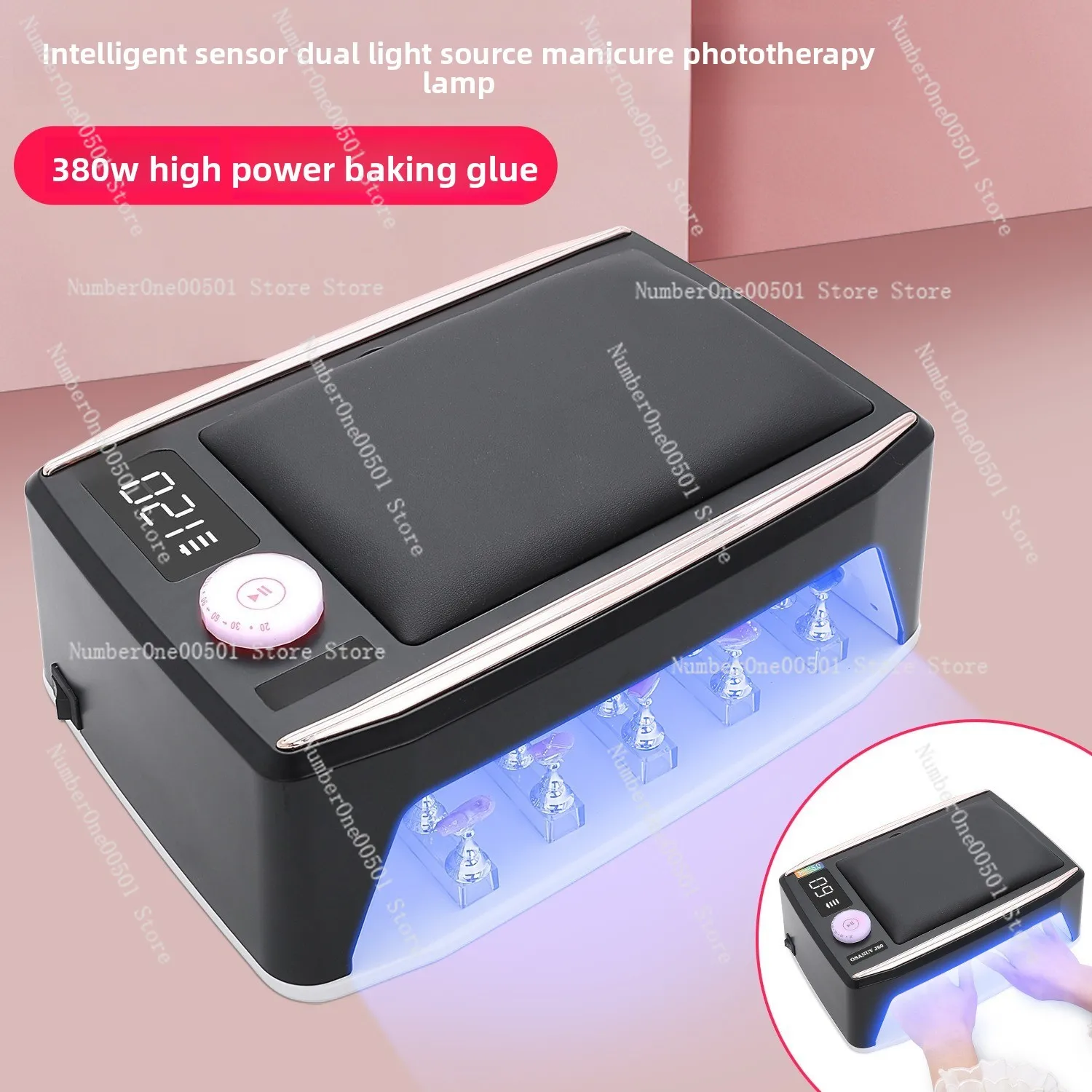 Hand rest nail lamp with 90 LEDs 380W high power for gel polish curing manicure